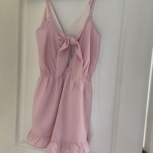 Pink Striped Ruffle Romper